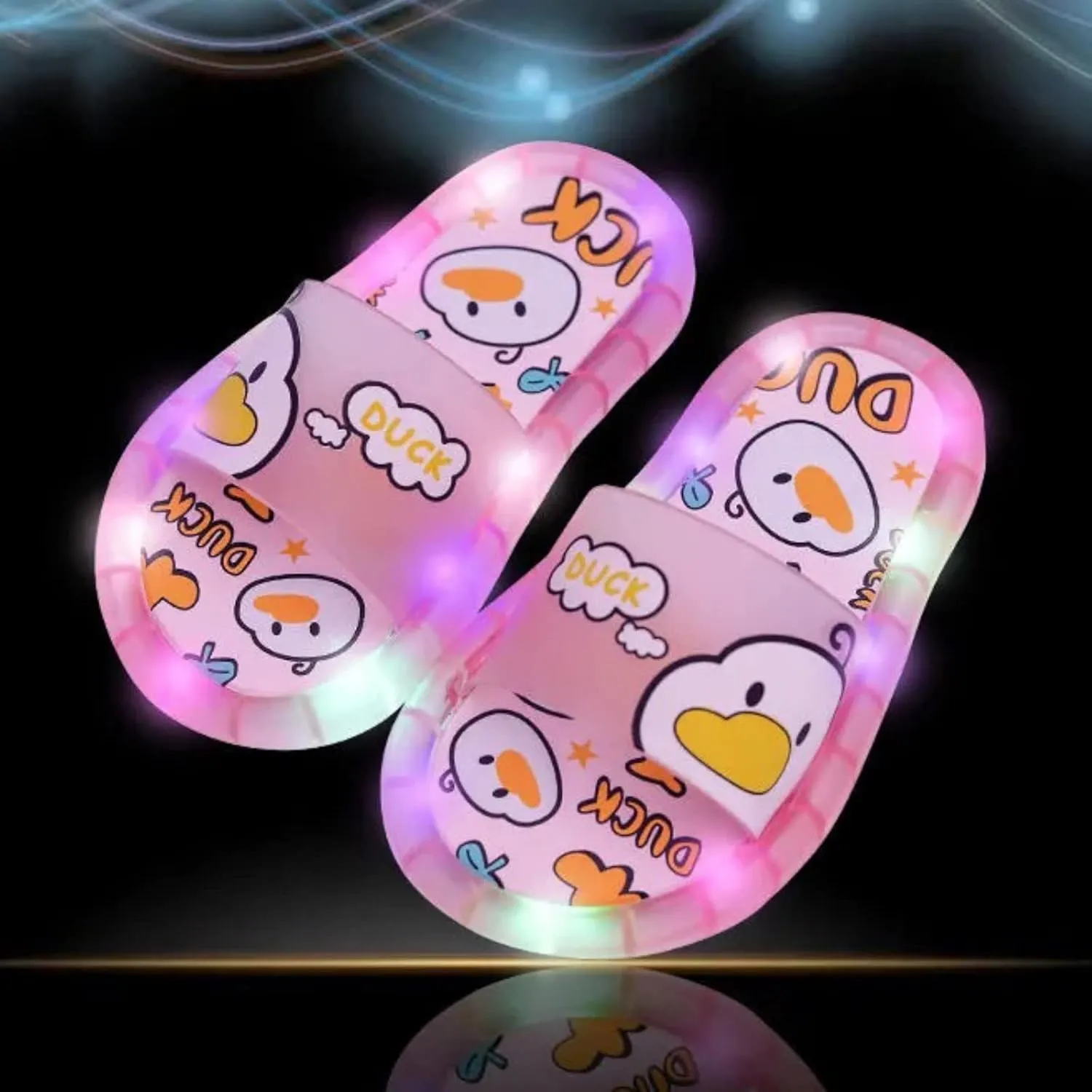 Baby Cute Animal Light Up Slides for Toddler Kids Luminous Bathroom Shower Slides Boys Girls Quick Drying Slippers