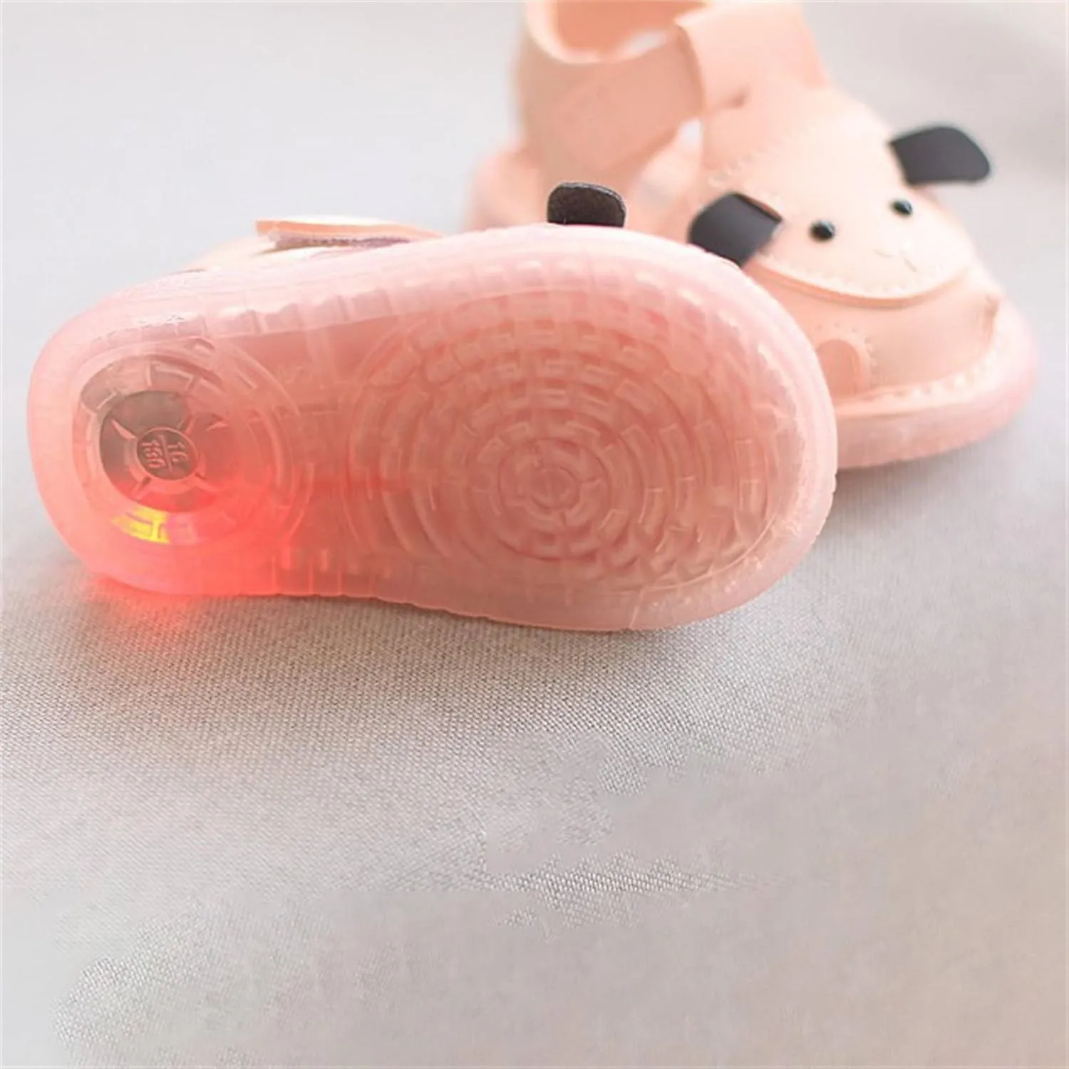 Baby Cute Light Up Prewalker Sandals Closed Toe Anti Slip Soft Sole Lightweight Flat Shoes for Toddler Boys Girls