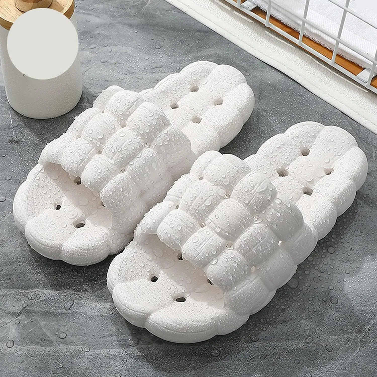 Bath Slippers Women and Men Cloud Slides Womens Pillow Slippers Indoor Slipper Dorms Outdoor Non-Slip Comfortable