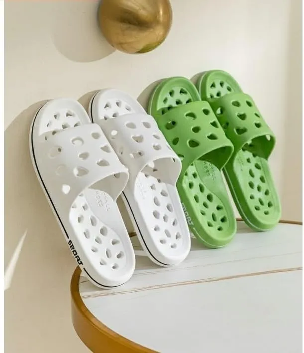 Beach Sandals Non-Slip Bathroom Slippers with Drainage Holes Quick Dry Shower Sandals Dorm Home Slide Shower Shoes for Men Women Outer Slippers(White,38/39)