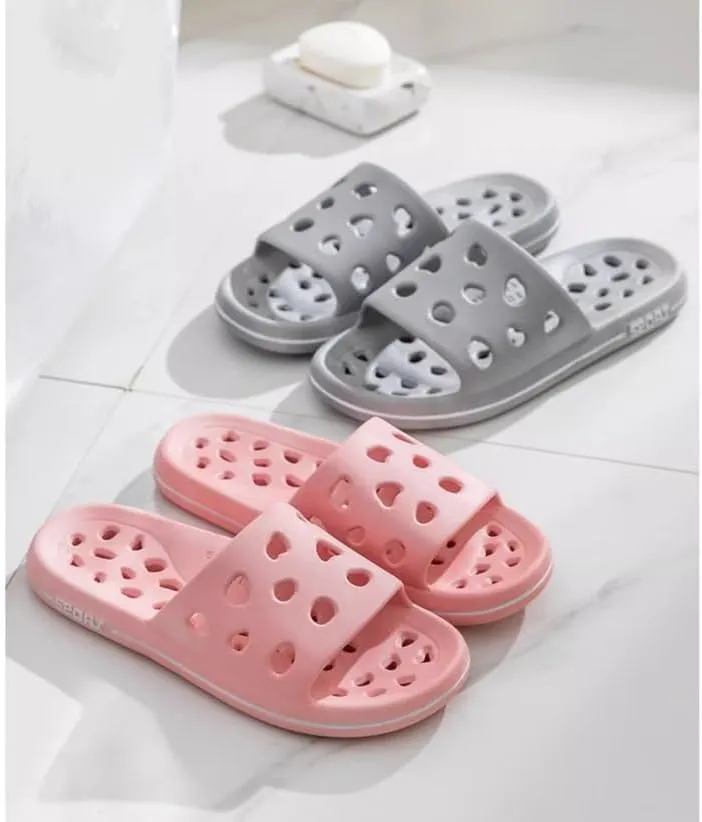 Beach Sandals Non-Slip Bathroom Slippers with Drainage Holes Quick Dry Shower Sandals Dorm Home Slide Shower Shoes for Men Women Outer Slippers(White,38/39)