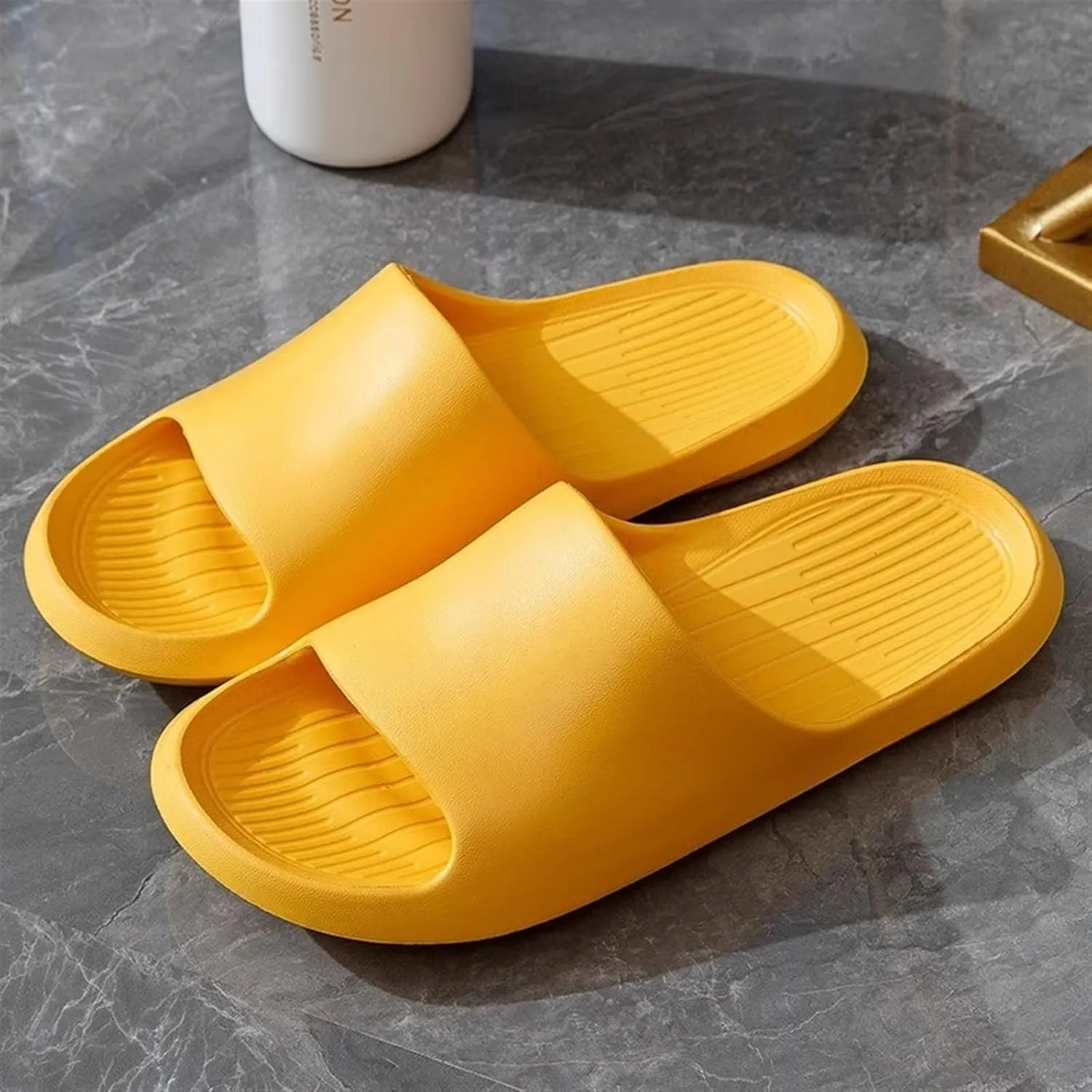 Beach Sandals Women's Soft Bottom EVA Bathroom Shower Slippers Non Slip Sandal Soft Sole Home Shoes Pillow Slippers(Yellow,40-41)