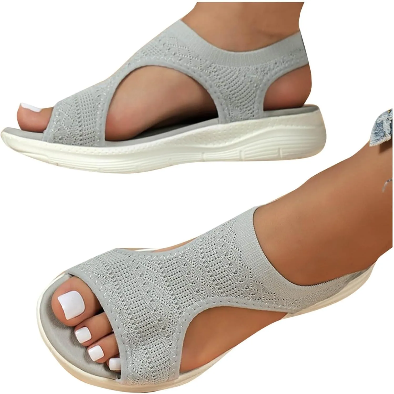 Black Sandals Women Breathable Orthopedic Sandal Comfortable Walking Tennis Shoes Hiking Outdoor Active Summer Dressy Soft Mat Diabetic Slippers