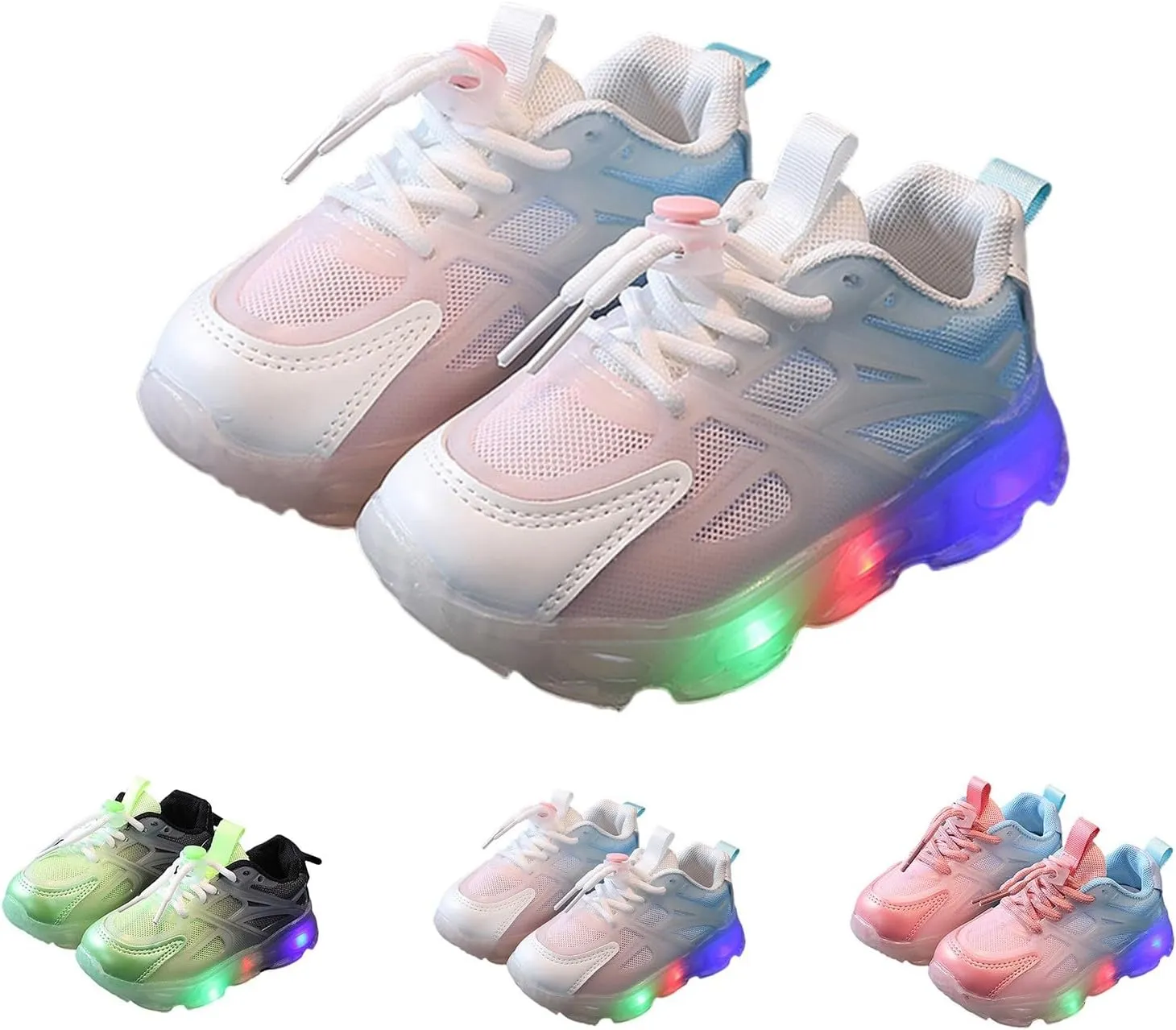 Boys Girls Light Up Shoes Kids Lightweight Breathable Comfy Soft Sole LED Luminous Running Tennis Sport Sneakers