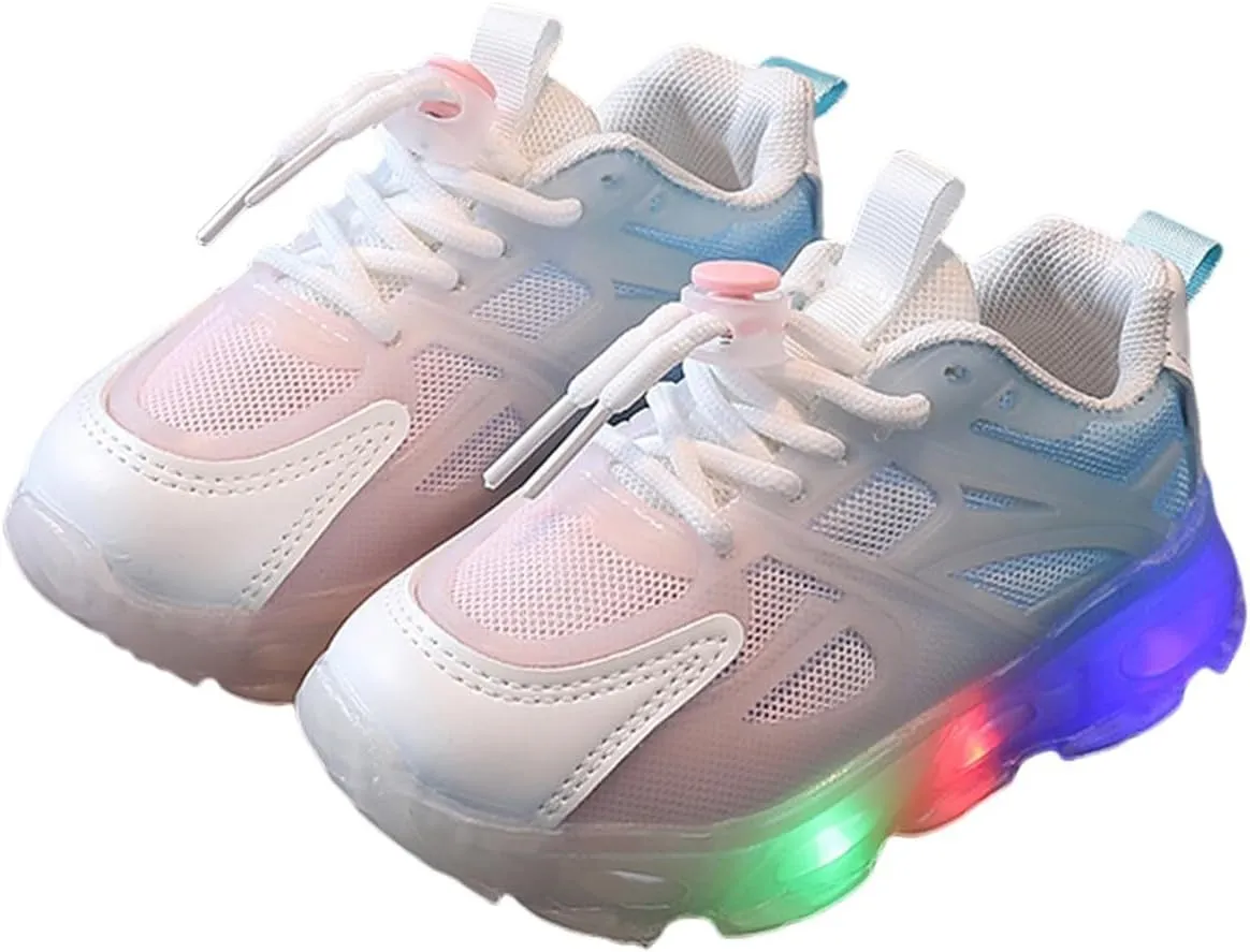 Boys Girls Light Up Shoes Kids Lightweight Breathable Comfy Soft Sole LED Luminous Running Tennis Sport Sneakers