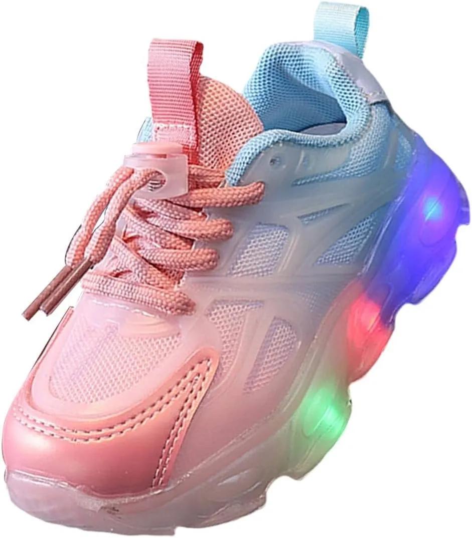 Boys Girls Light Up Shoes Kids Lightweight Breathable Comfy Soft Sole LED Luminous Running Tennis Sport Sneakers