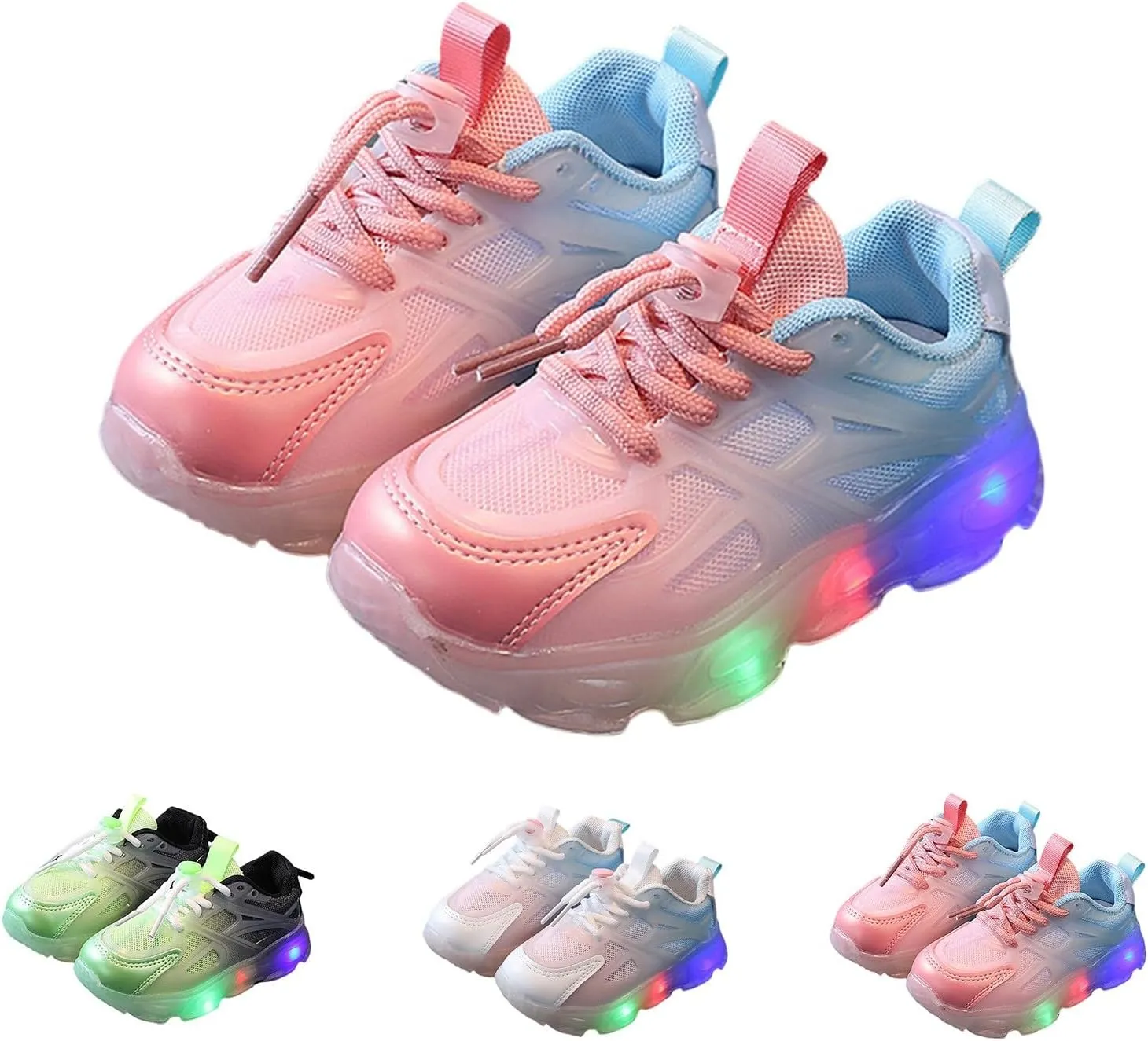 Boys Girls Light Up Shoes Kids Lightweight Breathable Comfy Soft Sole LED Luminous Running Tennis Sport Sneakers
