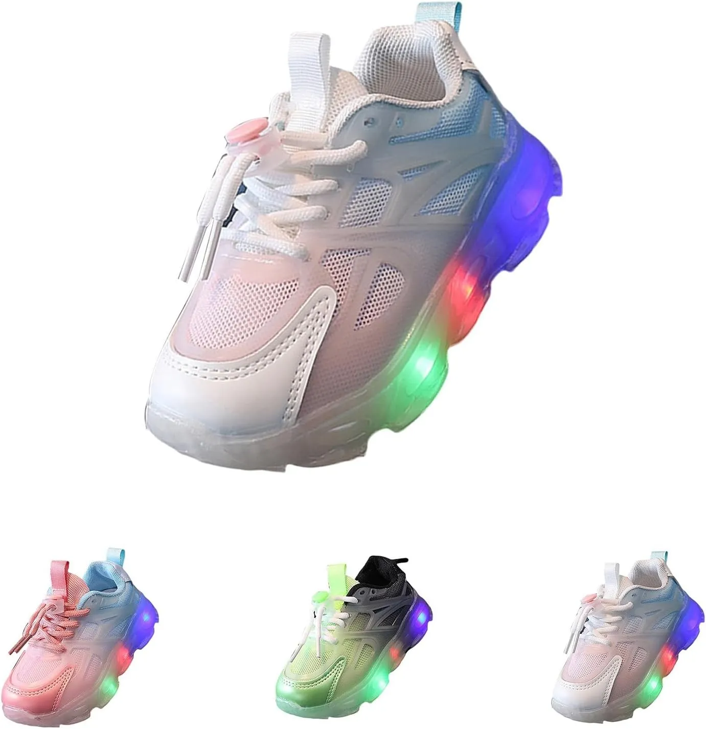 Boys Girls Light Up Shoes Kids Lightweight Breathable Comfy Soft Sole LED Luminous Running Tennis Sport Sneakers