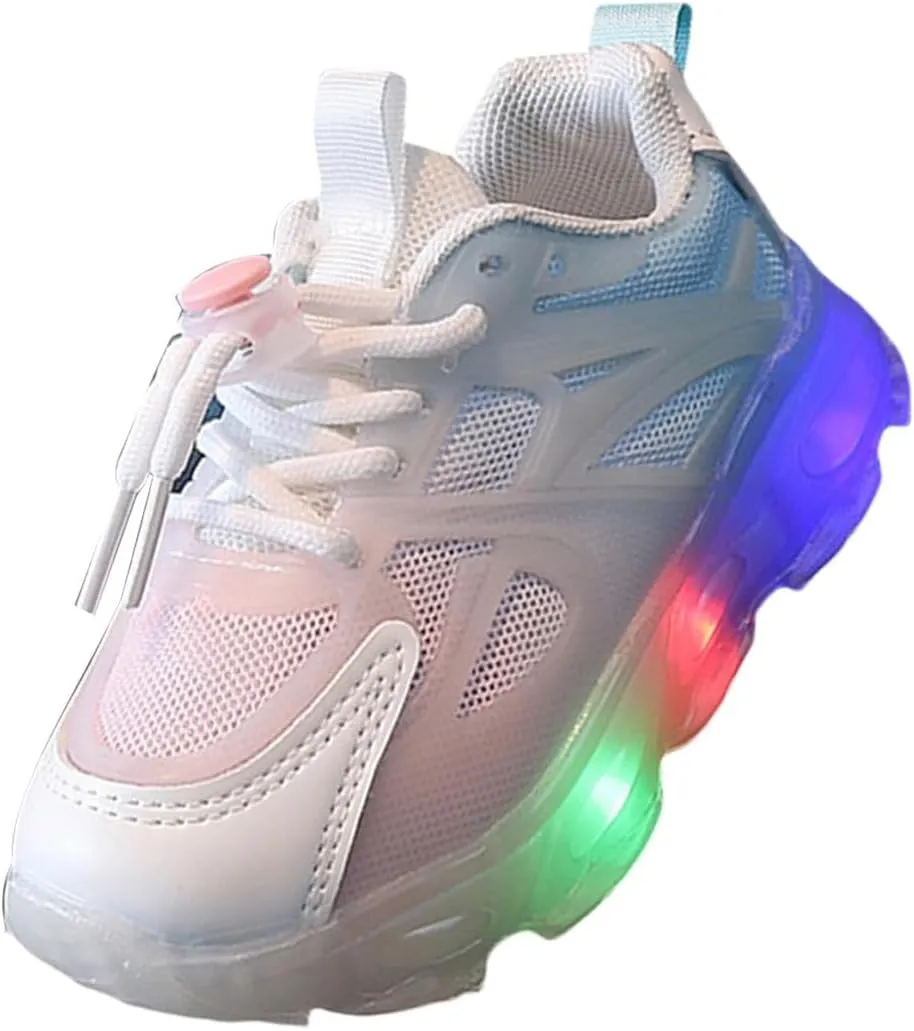 Boys Girls Light Up Shoes Kids Lightweight Breathable Comfy Soft Sole LED Luminous Running Tennis Sport Sneakers