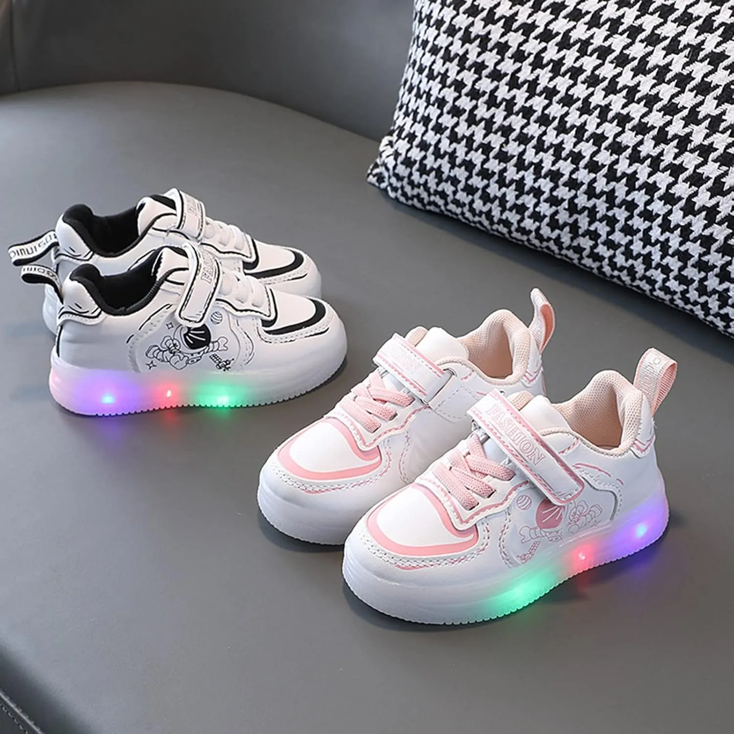 Boys Girls Light Up Shoes LED Cartoon Sport Sneakers for Toddler Kids Non Slip Flat Bottom School Athletic Shoes
