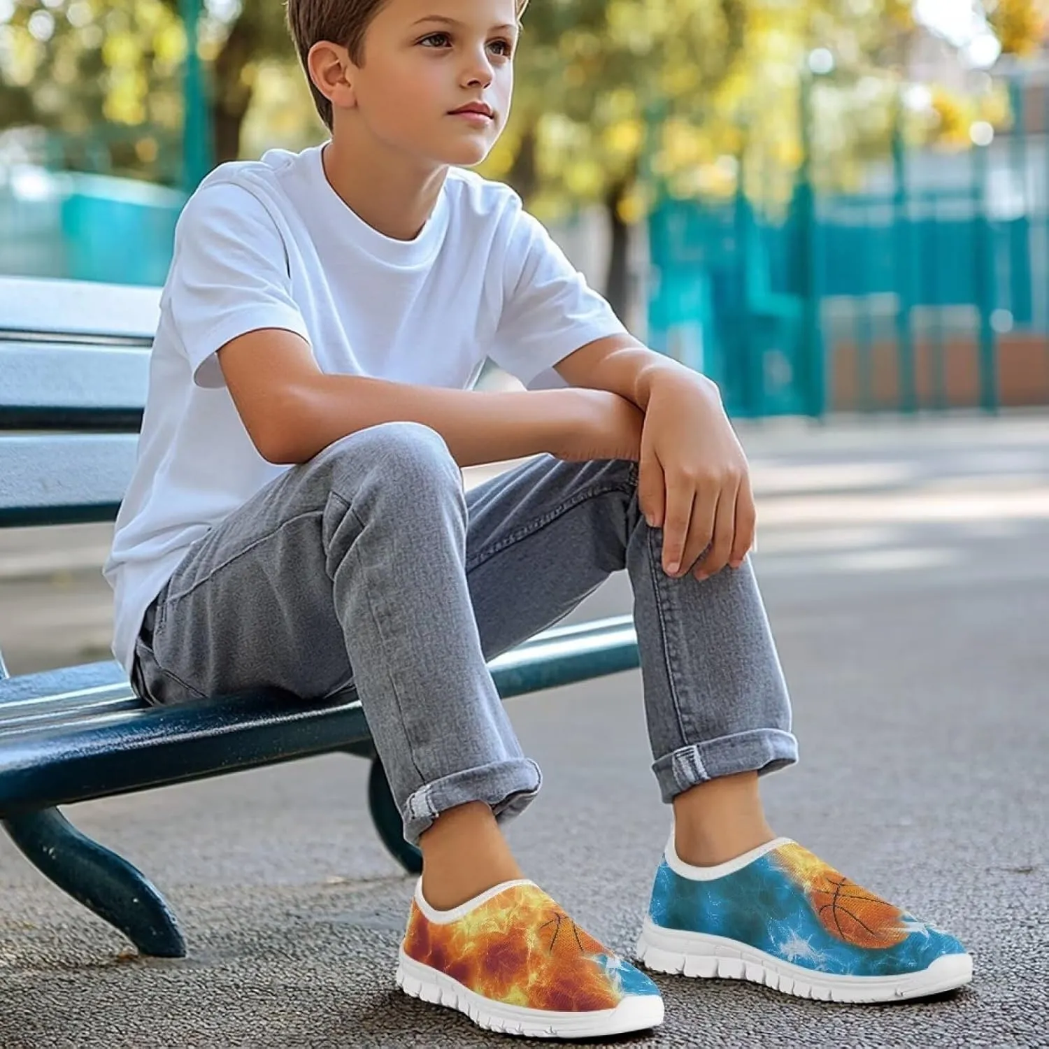 Boys Slip On Sneakers Shoes Kids Tennis Running Shoes Sport Themed