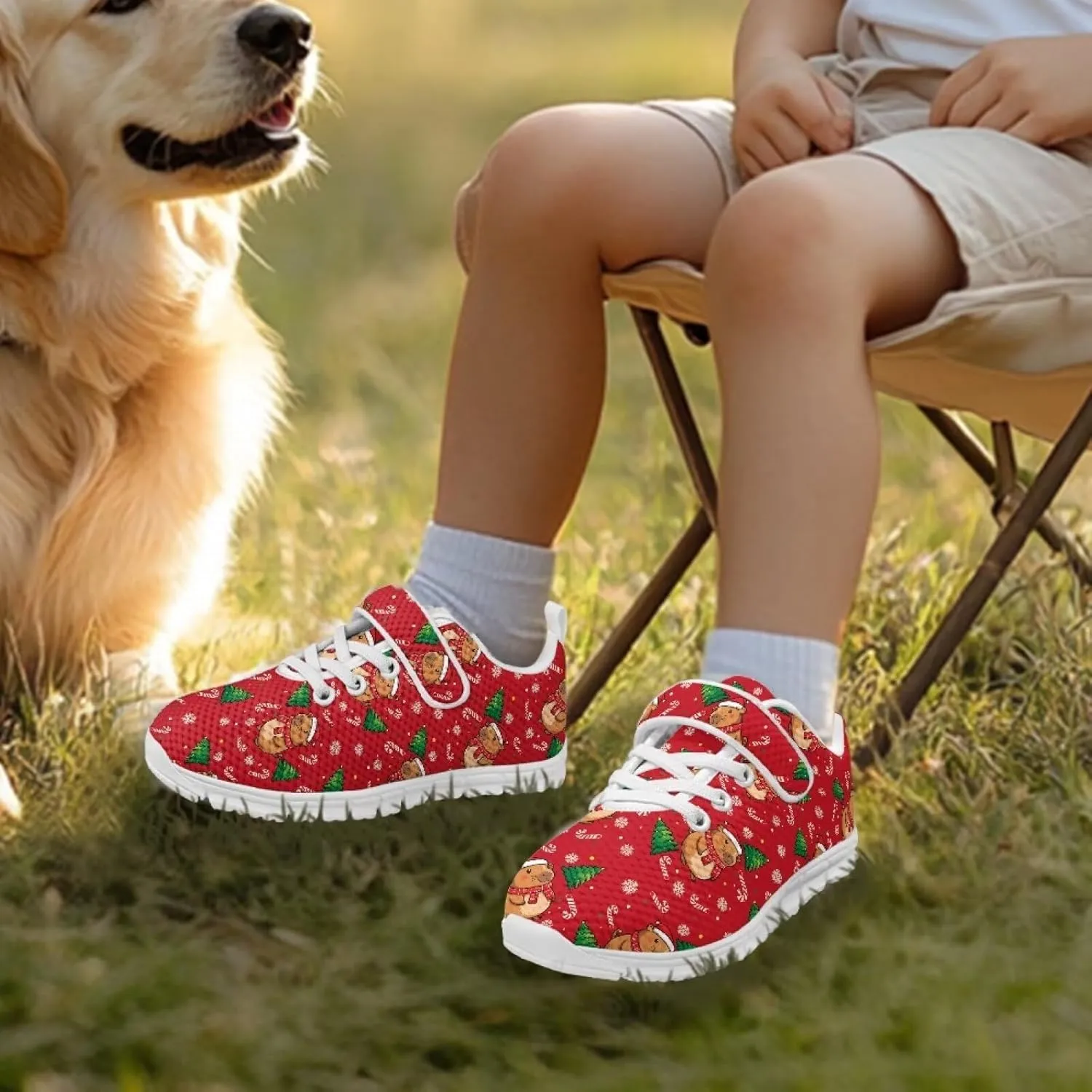 Christmas Sneakers Slip on Shoes for Kids Girls Boys Walking Running