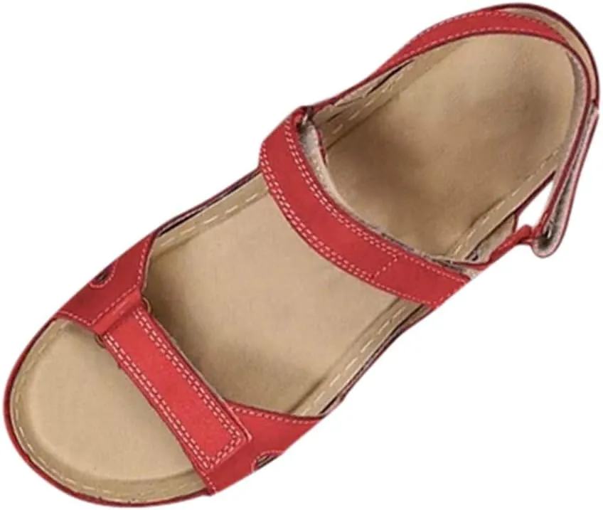 Comfortable Walking Sandals Women Orthopedic Arch Support Adjustable Straps Summer Beach Casual Dressy Flat Sandals Open Toe
