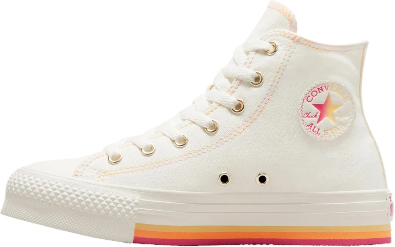 Converse Glazed Chrome Chuck Taylor Eva Lift Hi - Girls' Grade School (A06866C, Orange/Pink/Egret)