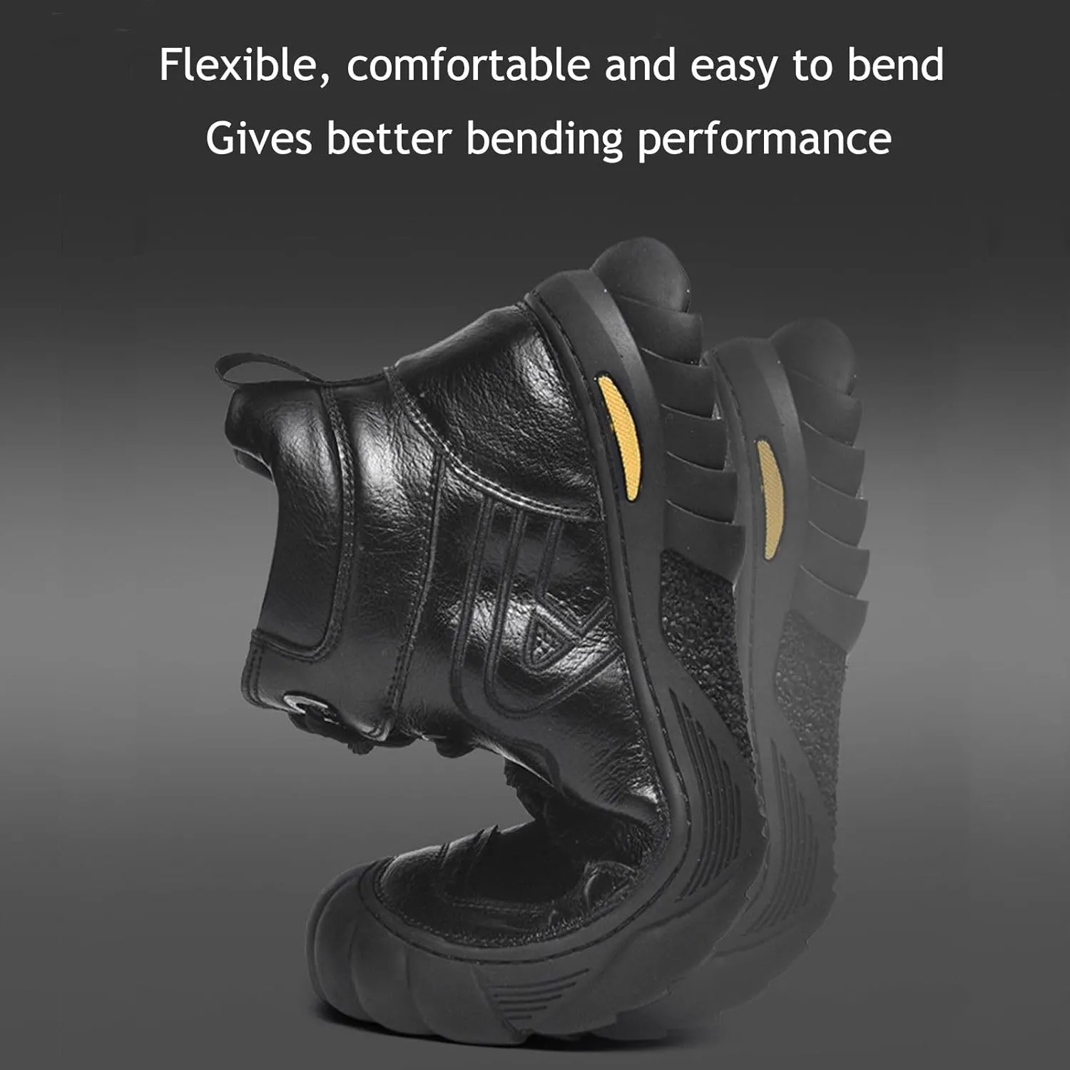 Crepuscute Mens Leather Lace Up Platform Hiking Boots Waterproof Non-Slip Warm Round Toe Snow Boots Outdoor Sport Walking Ankle Boots