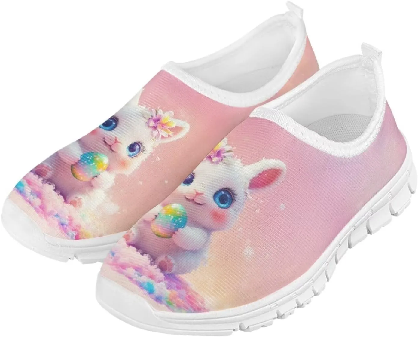 Easter Shoes for Girls Slip On Sneakers Cute Kids Tennis Gym Shoes