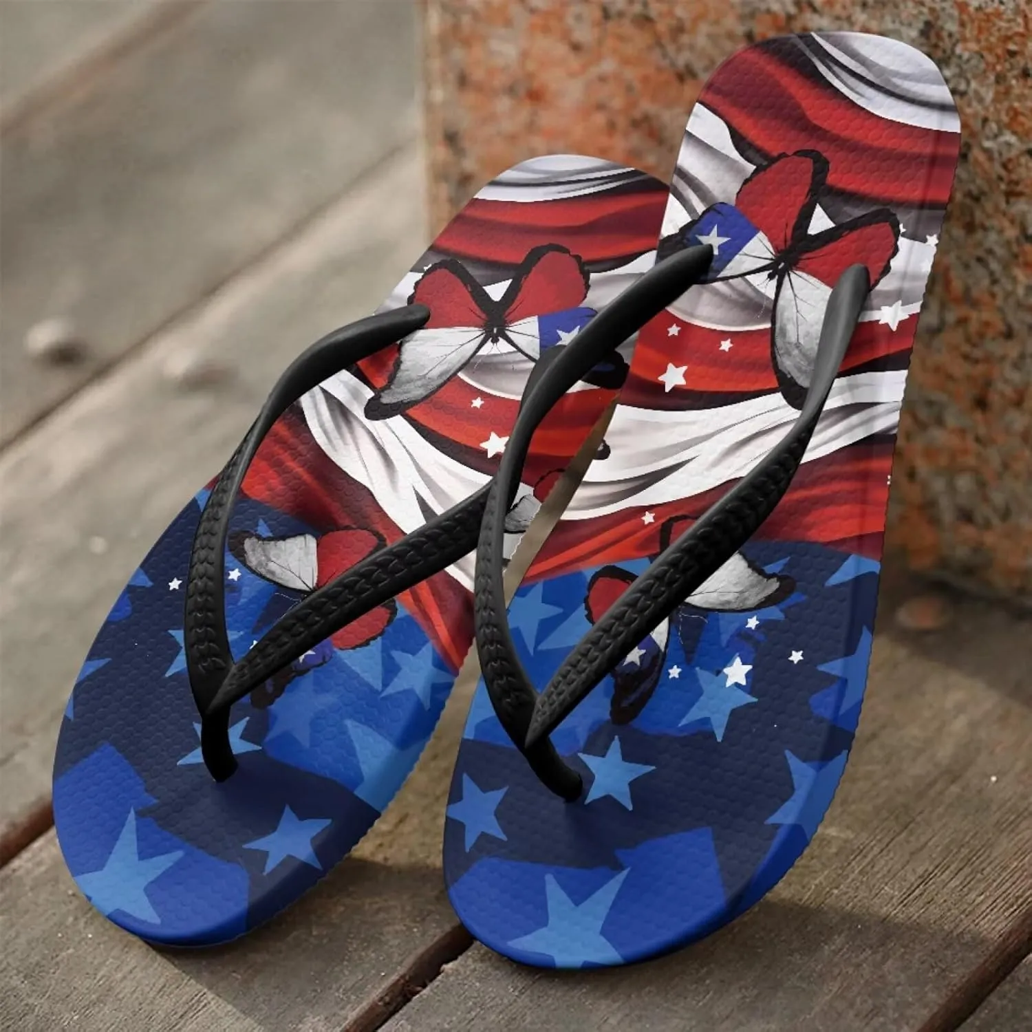 Flag Thong Flip Flops Waterproof Walking Sandal Summer Beach Walking Flip Flop Slippers for Women