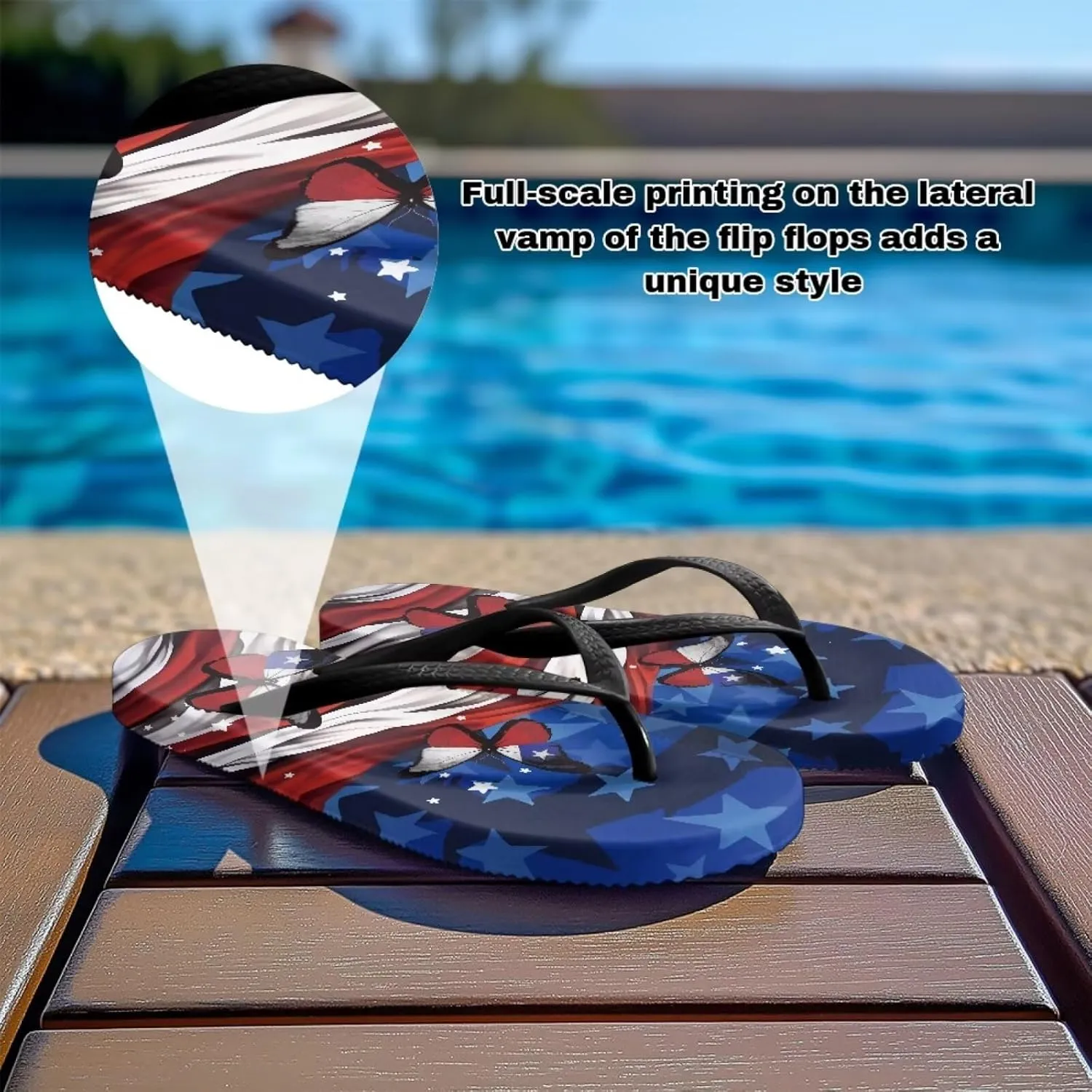 Flag Thong Flip Flops Waterproof Walking Sandal Summer Beach Walking Flip Flop Slippers for Women