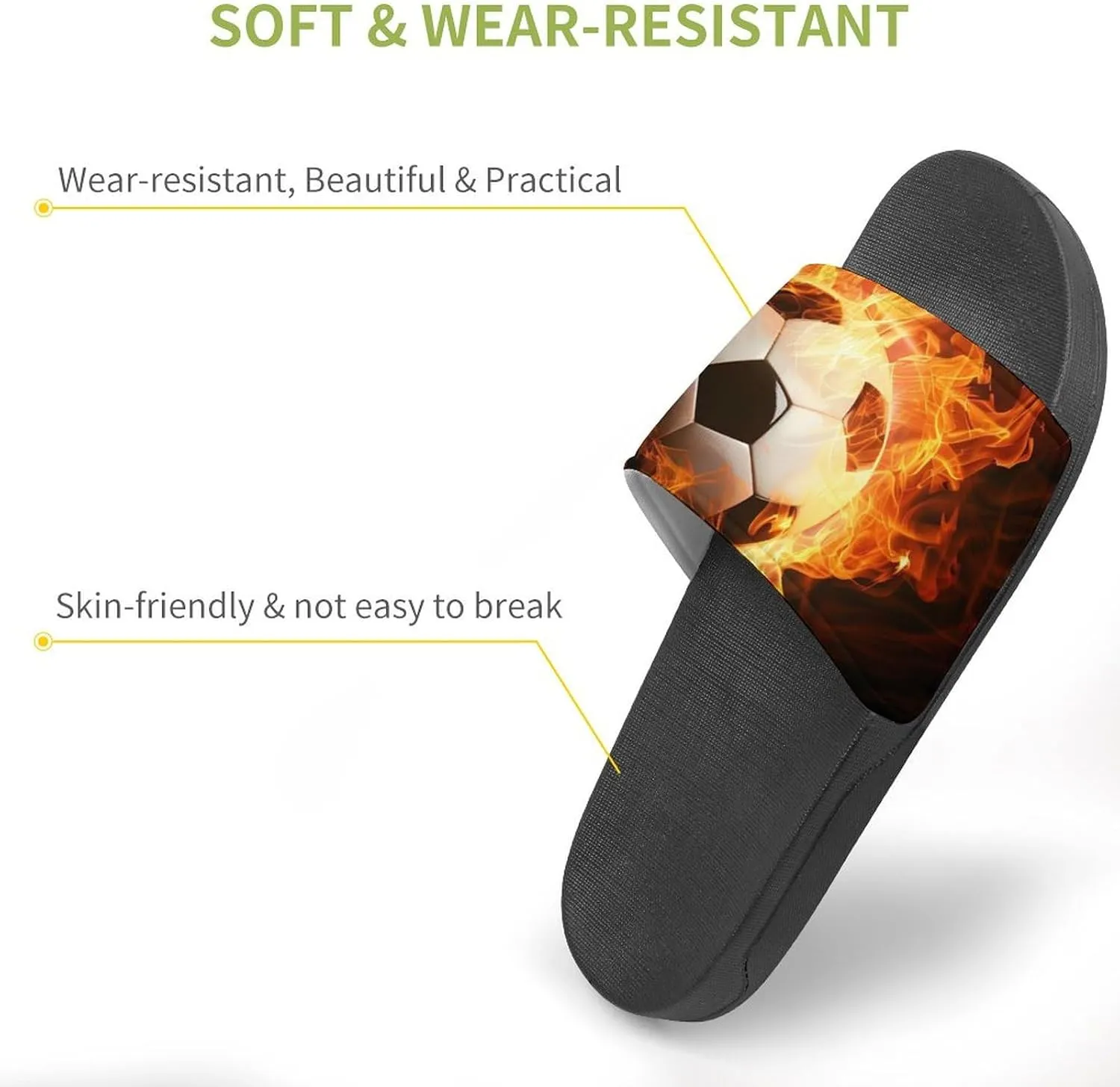 Flaming Football Burning Soccer Sport Fashion Womens And Mens Slippers House Shower Shoes Indoor Outdoor Beach