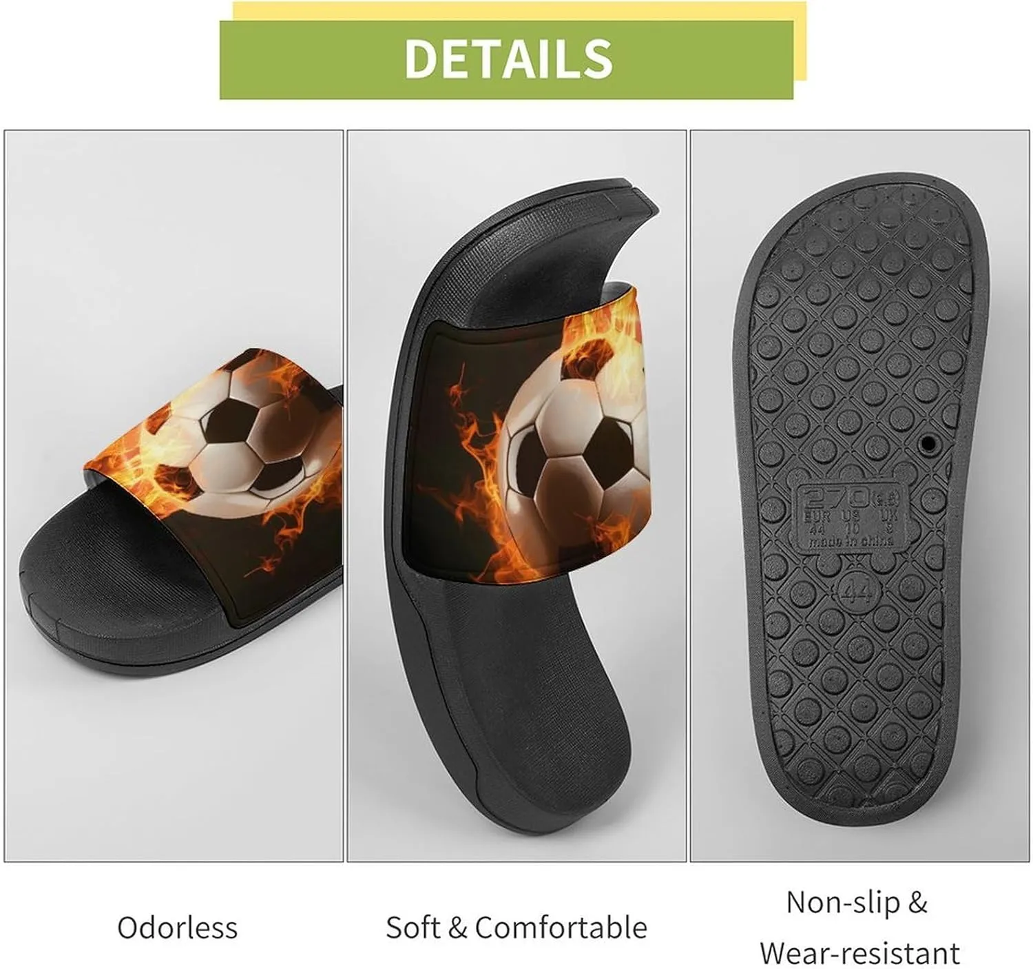 Flaming Football Burning Soccer Sport Fashion Womens And Mens Slippers House Shower Shoes Indoor Outdoor Beach