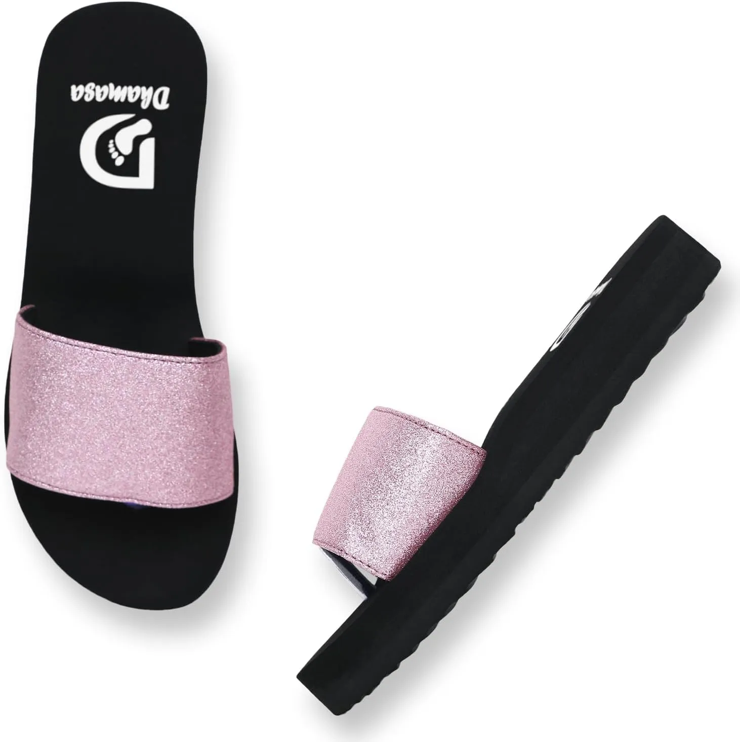 Flat Stylish And Comfortable Glitter Rexine Design Flip Flops Slippers For Women and Girls