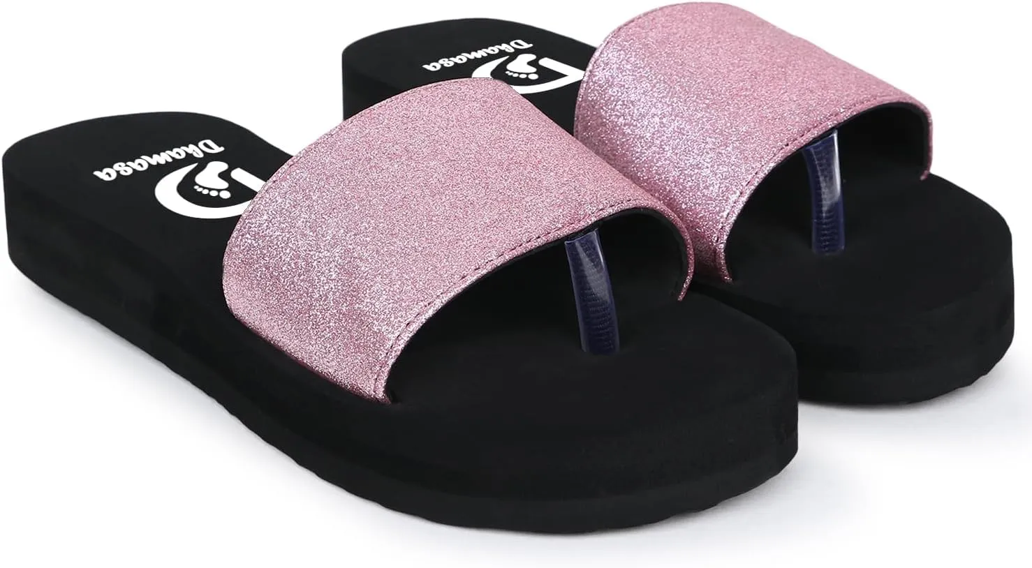 Flat Stylish And Comfortable Glitter Rexine Design Flip Flops Slippers For Women and Girls