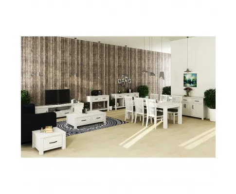 Foxglove Coffee Table 127cm 2 Drawer Solid Mt Ash Timber Wood - White