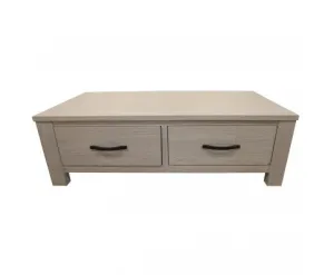 Foxglove Coffee Table 127cm 2 Drawer Solid Mt Ash Timber Wood - White