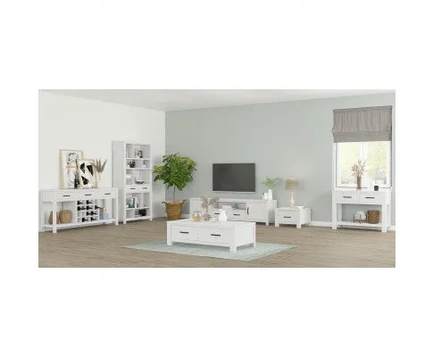 Foxglove Console Hallway Entry Table 110cm Solid Mt Ash Timber Wood - White