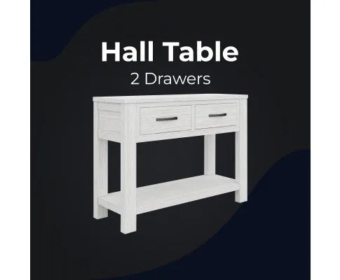 Foxglove Console Hallway Entry Table 110cm Solid Mt Ash Timber Wood - White