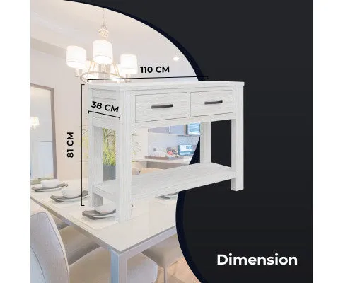 Foxglove Console Hallway Entry Table 110cm Solid Mt Ash Timber Wood - White