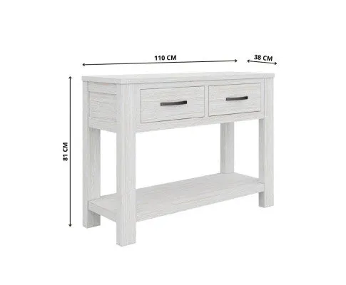 Foxglove Console Hallway Entry Table 110cm Solid Mt Ash Timber Wood - White