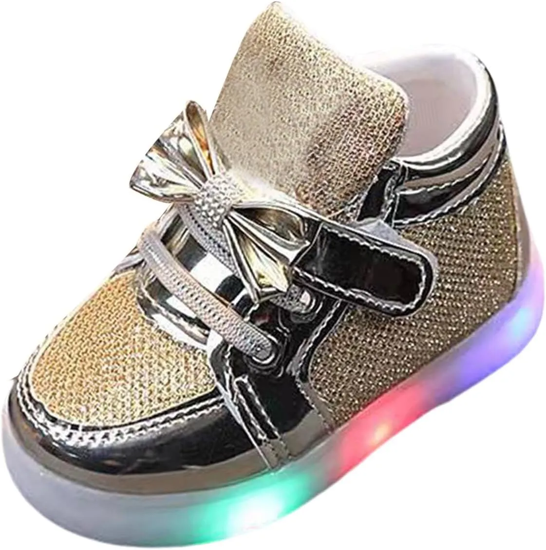 Girls Glitter Light Up Sneakers Kids Princess Running Shoes LED Lights Glowing Sneakers Fashion High Top Boots