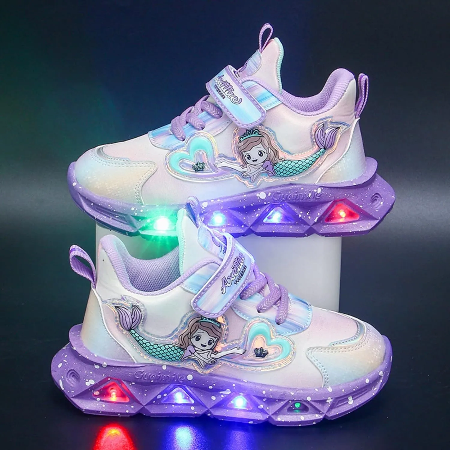 Girls?? Princess Shoes Slip On Light-Up Sneakers Mermai?? Shoes Breathable Mesh Sneakers Lightweight Running Shoes