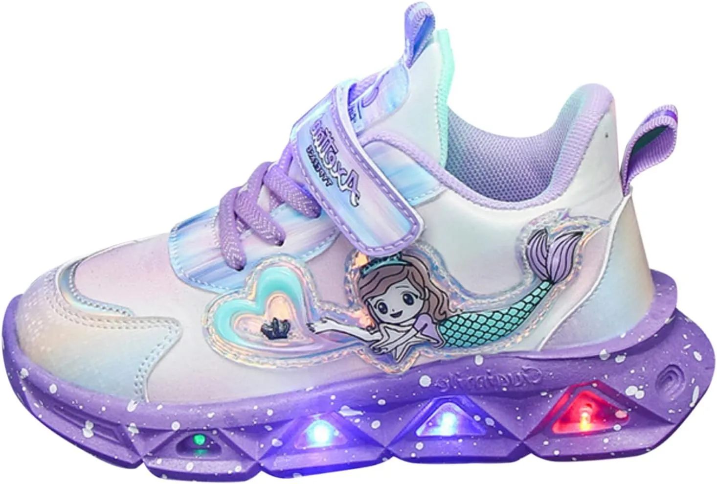Girls?? Princess Shoes Slip On Light-Up Sneakers Mermai?? Shoes Breathable Mesh Sneakers Lightweight Running Shoes
