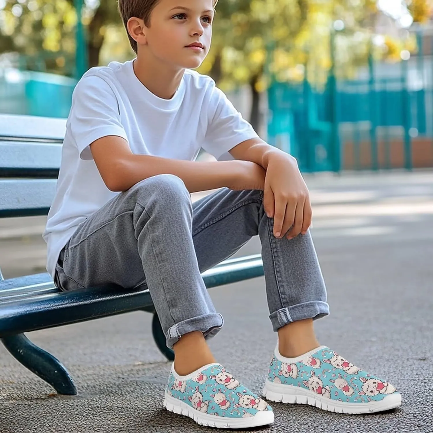 Girls Slip On Sneakers Fashionable Tennis Shoes Kids Gym Athletic Shoes