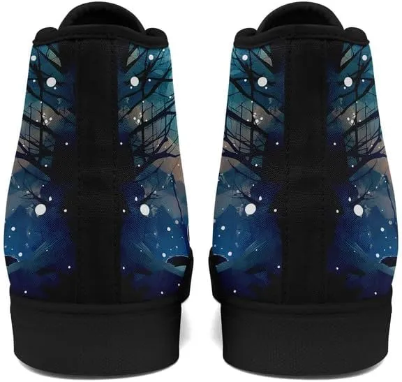 High-Top Canvas Shoes for Girls Boys Galaxy, Cat, Dogs Prints Fashion Sneakers Breathable Lightweight Casual Footwear