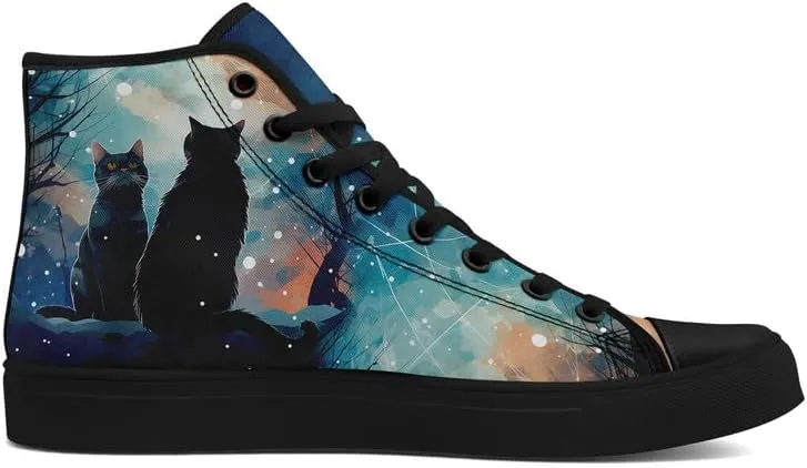 High-Top Canvas Shoes for Girls Boys Galaxy, Cat, Dogs Prints Fashion Sneakers Breathable Lightweight Casual Footwear