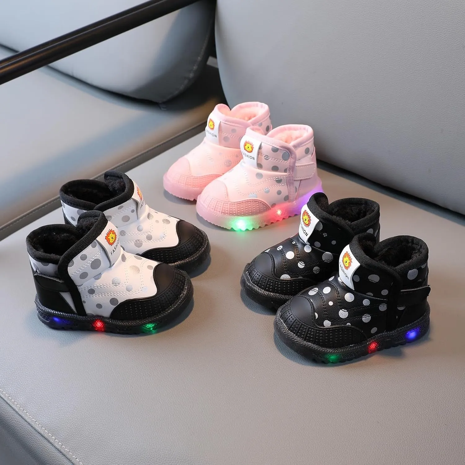 High Top Light Up Toddler Sneakers Boys Girls Cotton Plush Warm Fashion Sneaker Cute Casual Walking Snow Boots