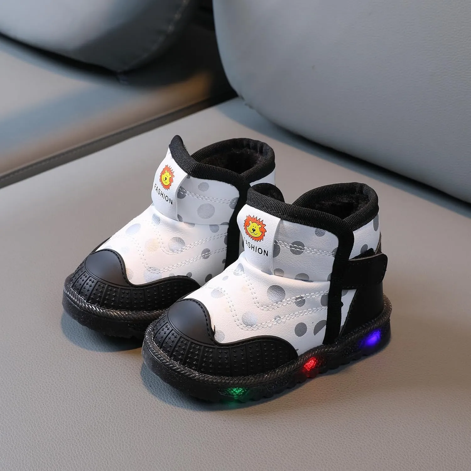 High Top Light Up Toddler Sneakers Boys Girls Cotton Plush Warm Fashion Sneaker Cute Casual Walking Snow Boots