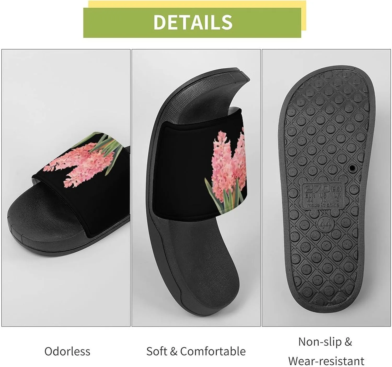Hyacinth Flower Watercolor Funny Slippers Shower Home House Shoes Non Slip Soft Sole Shoe For Men Women Bathroom