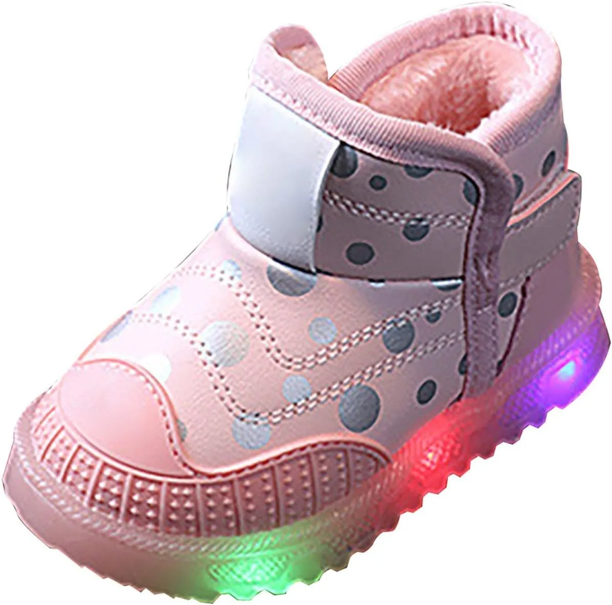 Infant Boys Girls High Top Luminous Boots Toddler Prewalker Warm Cozy Fleece Boots Kids Non-Slip Walking Shoes
