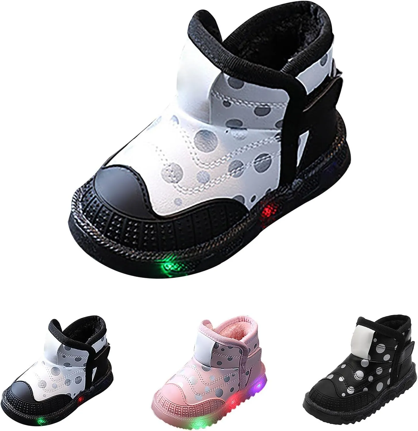 Infant Boys Girls Thicken High Top Luminous Sneakers Fleece Plush Soft Lightweight Light Up Toddler Shoes Girls Size 6