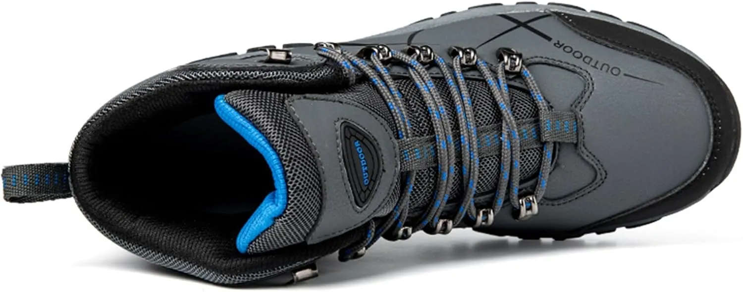 JiuQing Men's Walking Boots Outdoor Hiking Shoes Breathable Camping Trekking Sports Boots