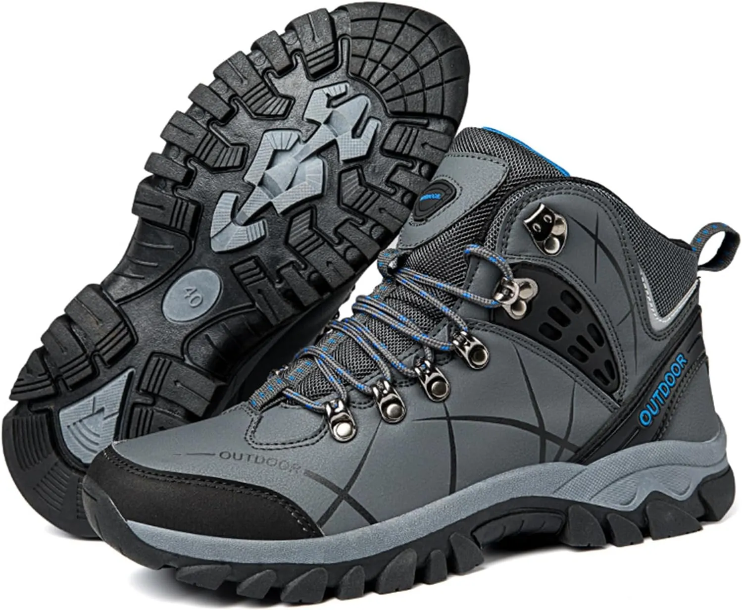 JiuQing Men's Walking Boots Outdoor Hiking Shoes Breathable Camping Trekking Sports Boots