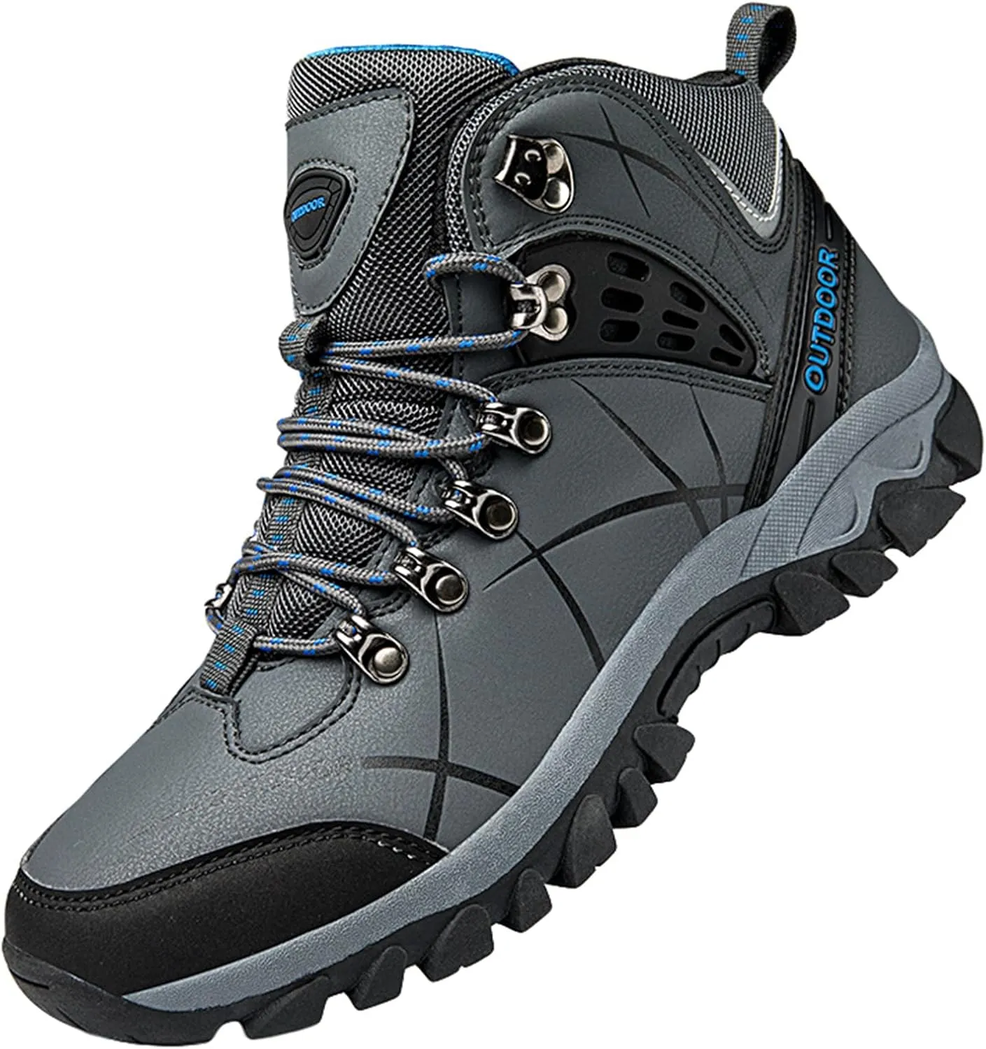 JiuQing Men's Walking Boots Outdoor Hiking Shoes Breathable Camping Trekking Sports Boots