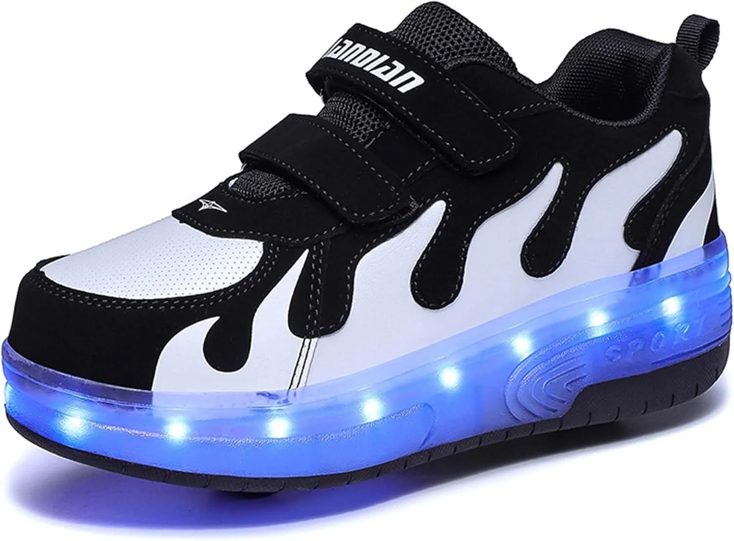 Kids Double Wheel Roller Skate Shoes Rechargeable Light Up Shoes Casual Walking Shoes