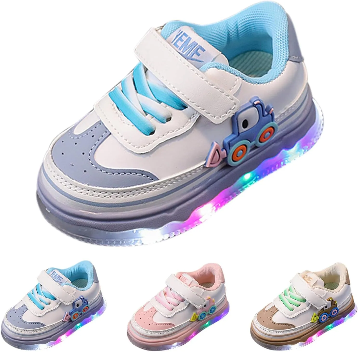 Kids Light Up Flashing Sneakers Lightweight Luminous Shoes Lace-Up Athletic Running Sneakers for Boys Girls Sport