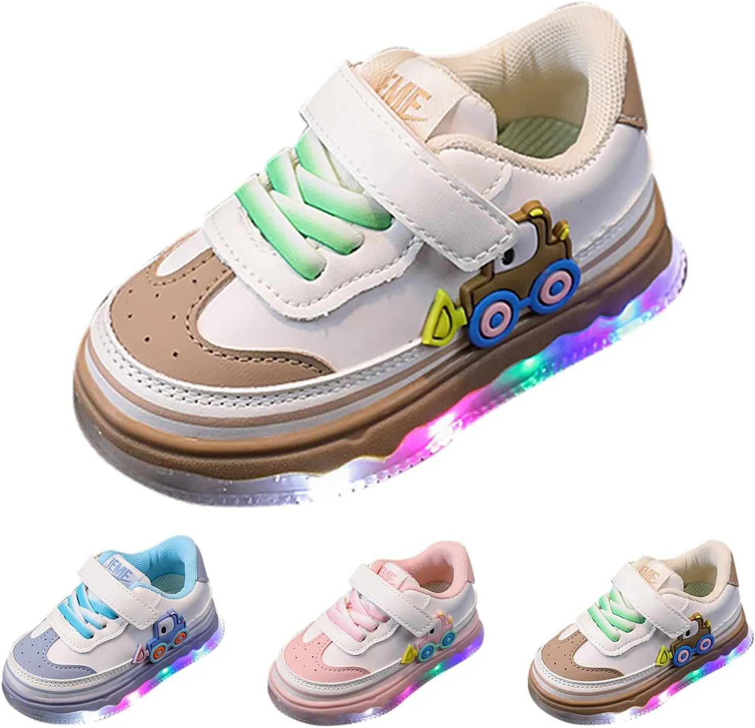 Kids Light Up Flashing Sneakers Lightweight Luminous Shoes Lace-Up Athletic Running Sneakers for Boys Girls Sport