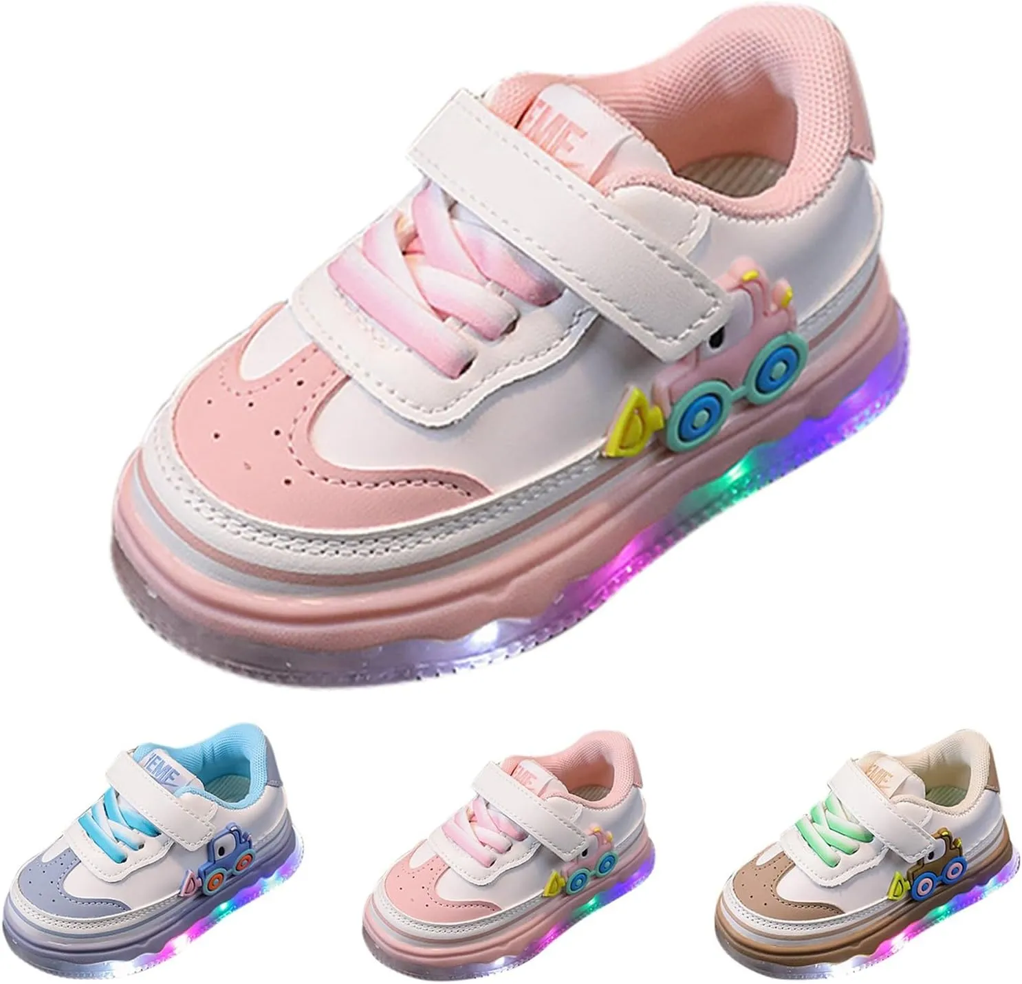 Kids Light Up Flashing Sneakers Lightweight Luminous Shoes Lace-Up Athletic Running Sneakers for Boys Girls Sport